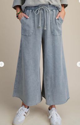 Easel Wide Leg Washed pants - Curvy