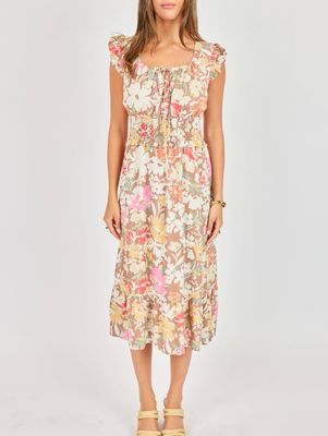 Sadie &amp; Sage Floral Dunes Midi Dress Shell