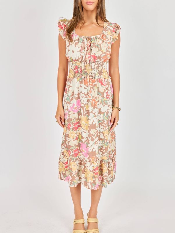 Sadie &amp; Sage Floral Dunes Midi Dress Shell