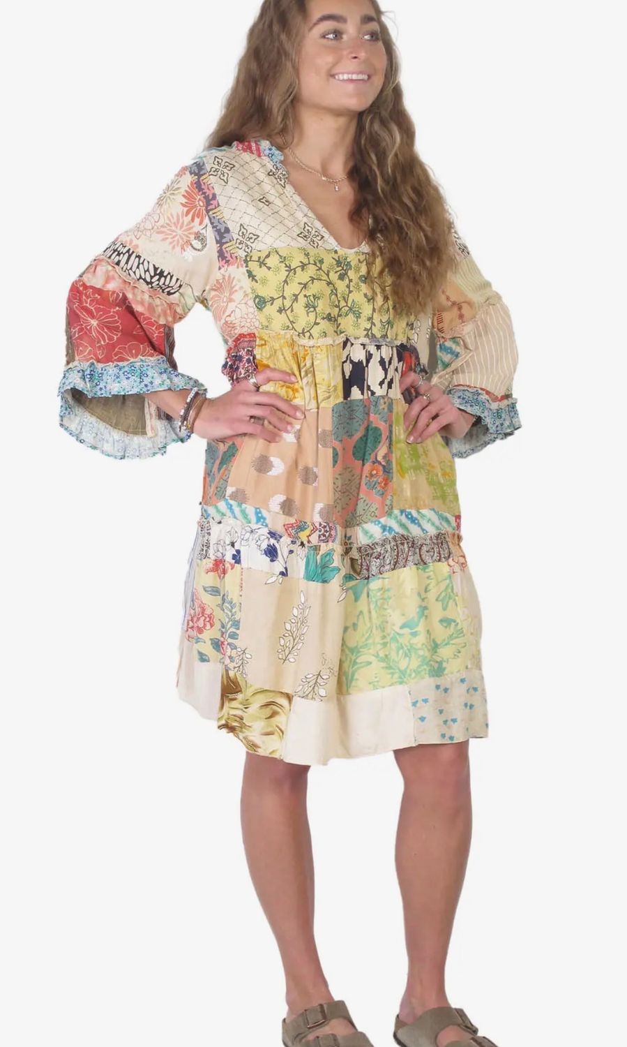 Blue Sky Patchwork Dress, Size: S