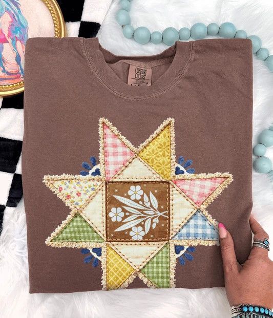 Vintage Quilted Star tshirt, Size: S