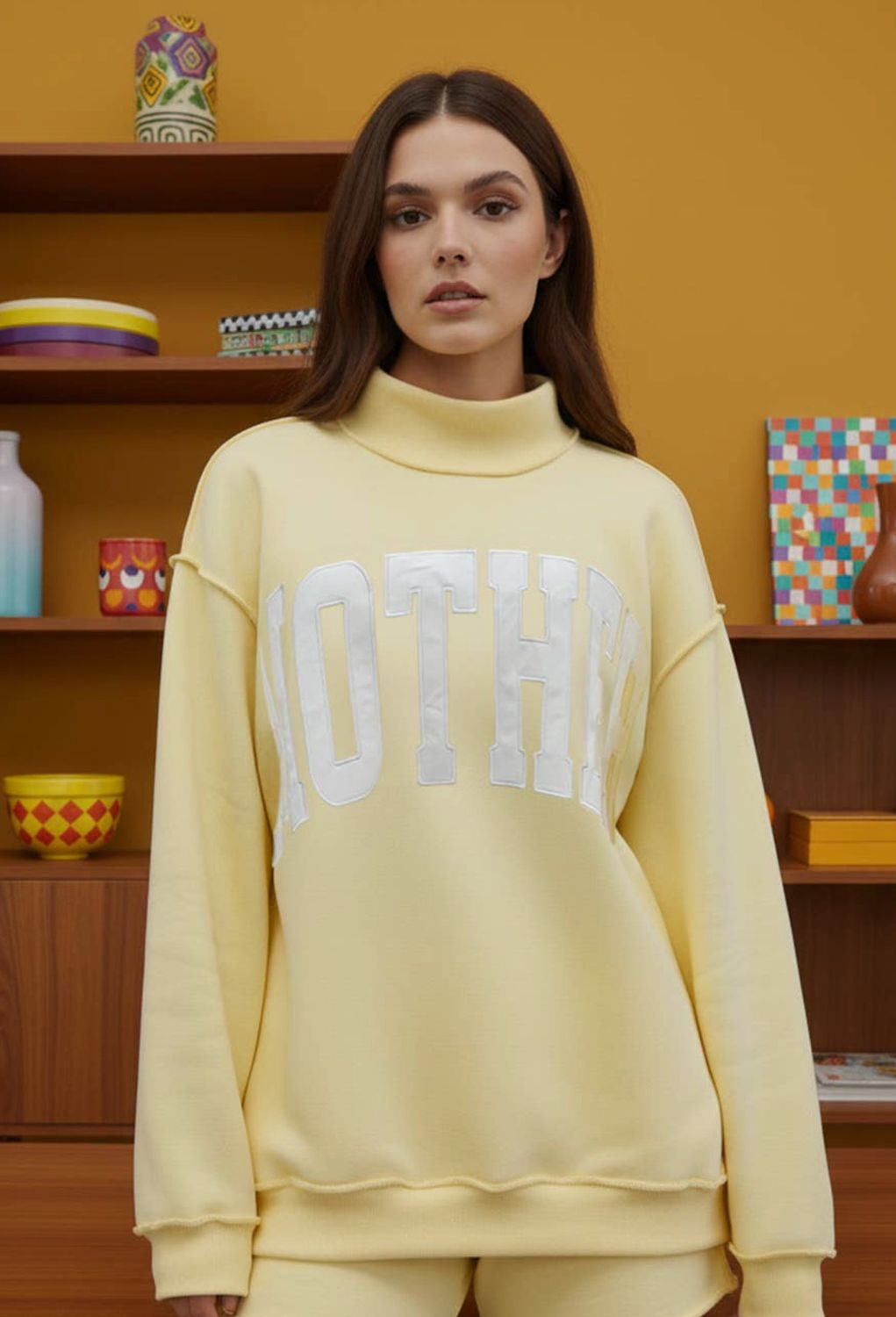 Bucket List Mother Sweatshirt , Color: Yellow, Size: S/M