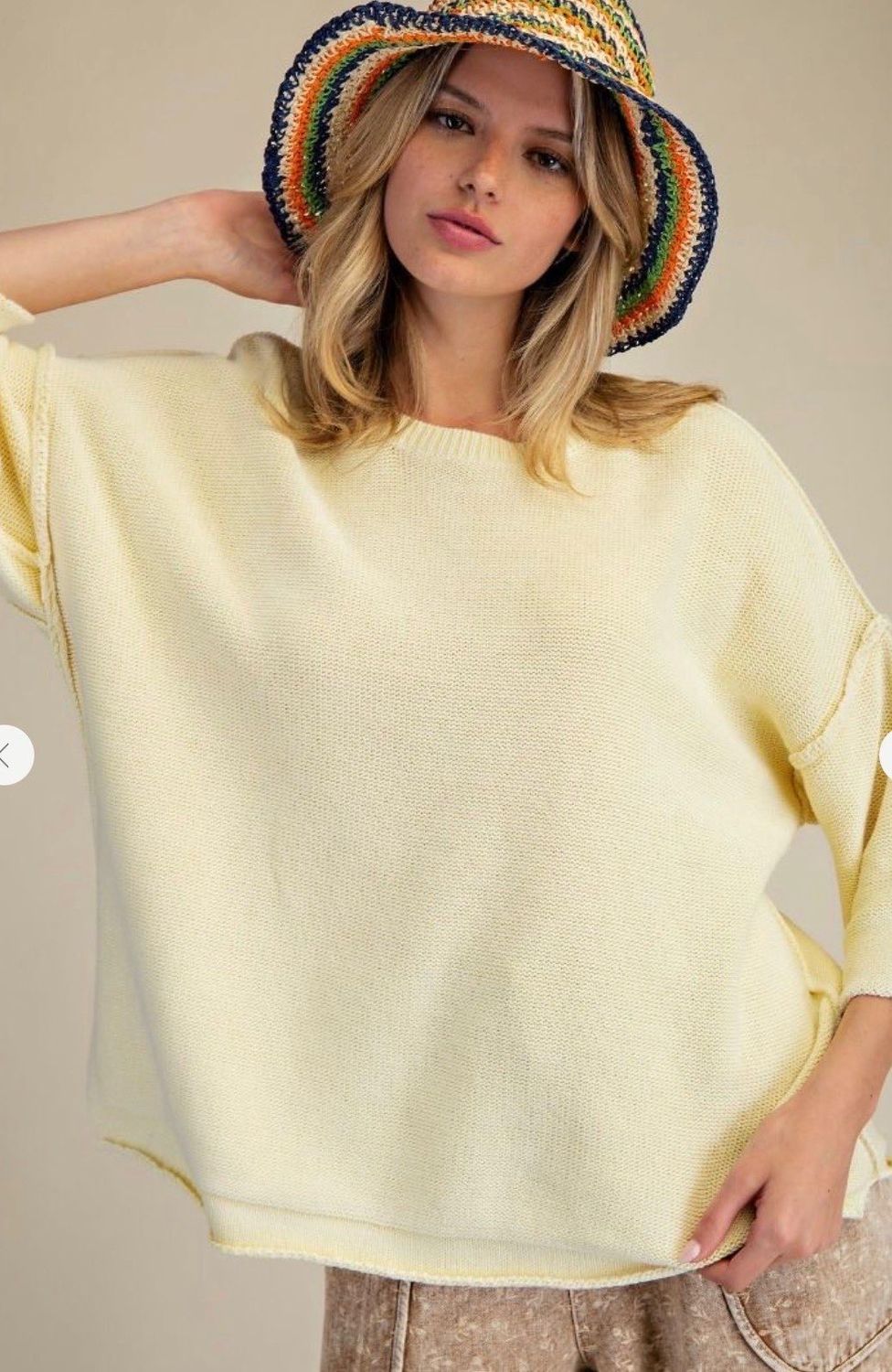 Easel Half sleeve mineral washed, Color: Lemon, Size: Small
