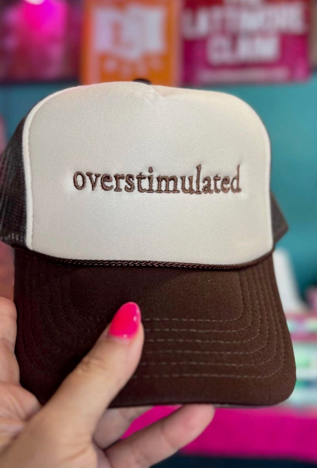 Overstimulated embroidered Trucker hat