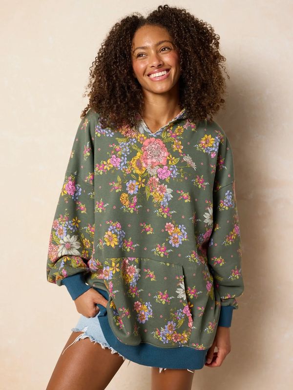 Natural Life Oversized Printed Hoodie - English Garden 