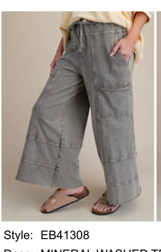 Easel Mineral Washed Terry Knit, Color: Ash, Size: S