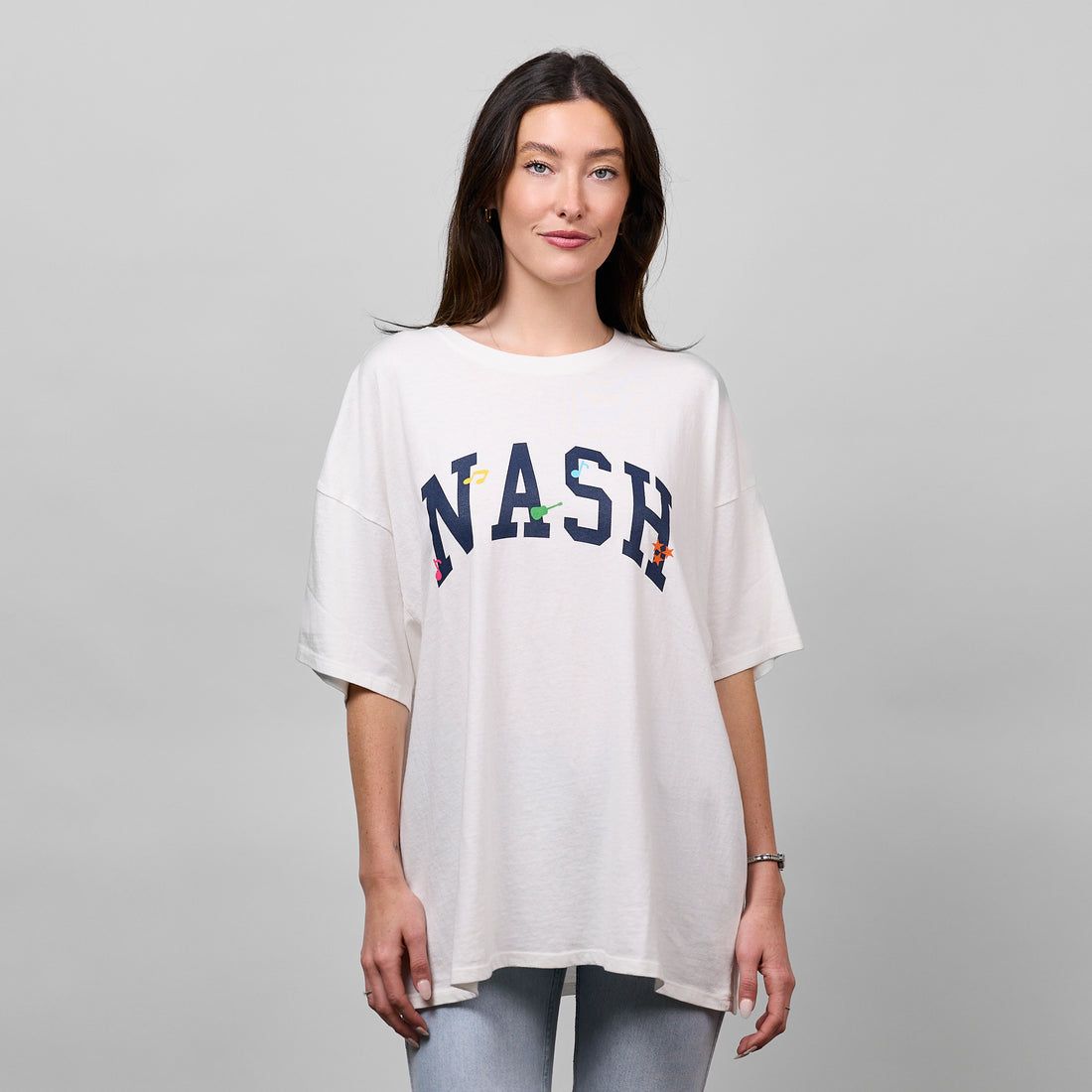 Nash Music Oversized Tee, Color: Cream, Size: S/M