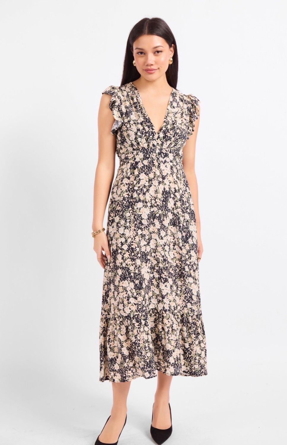 Sadie &amp; Sage Painted Fields Midi Dress, Color: Black Multi, Size: XS
