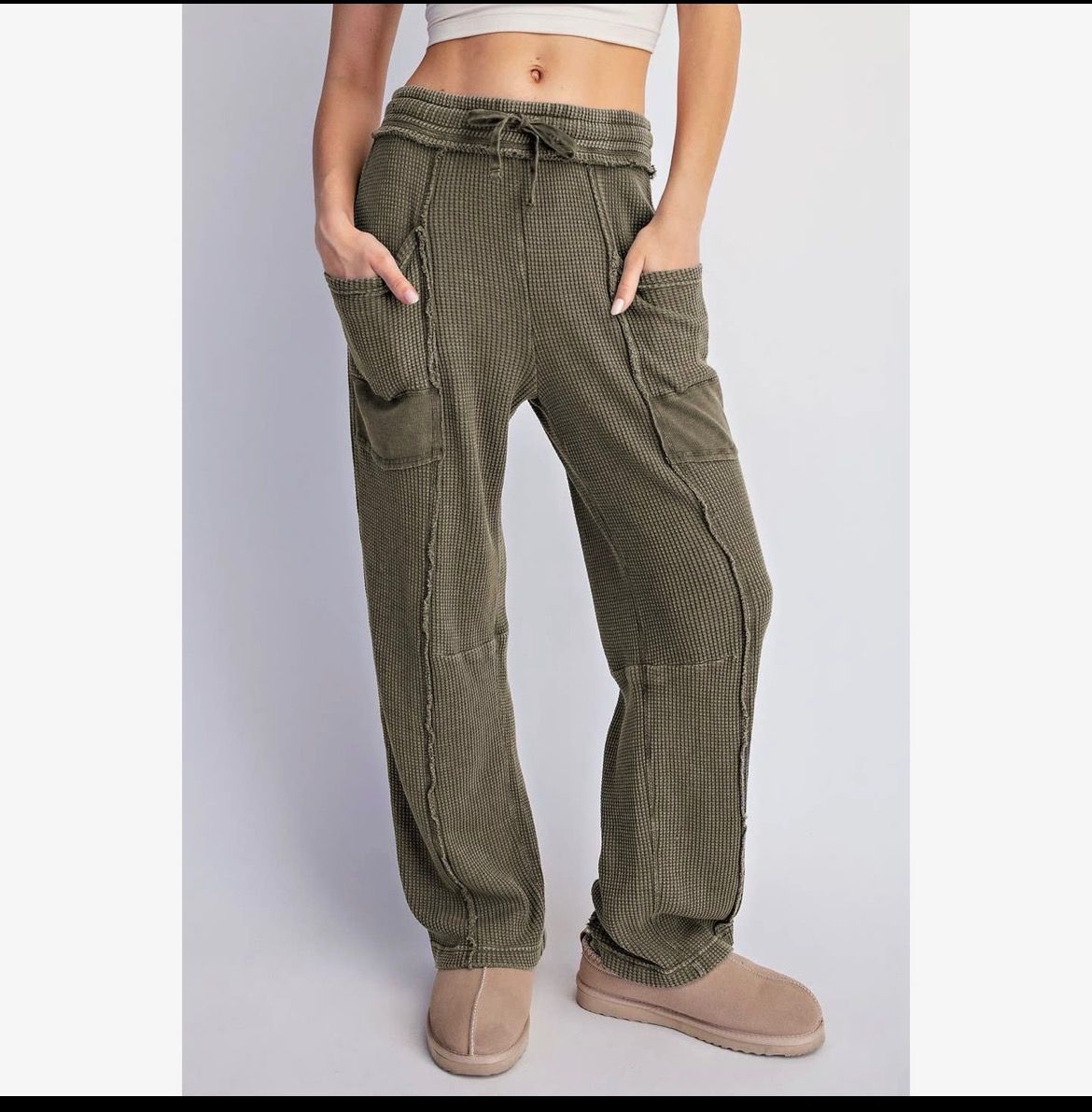Rae Mode Coffee Waffle Barrel Pants, Size: Small