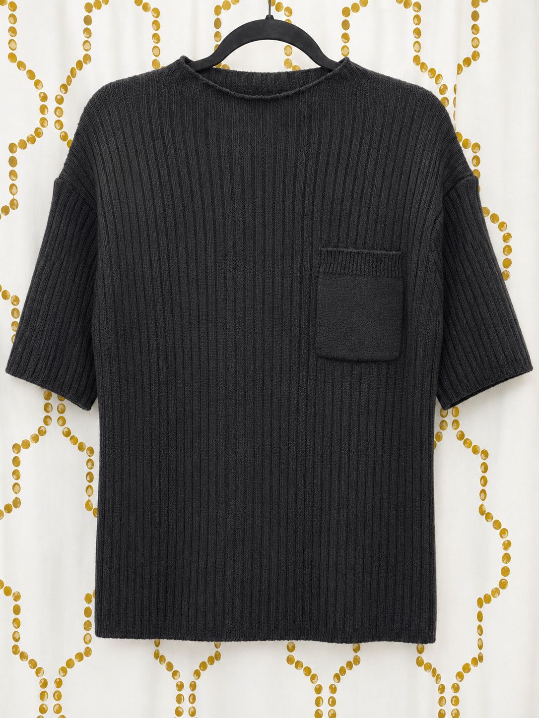 Grace + Emma Mock Neck Short Sleeve Sweater, Color: Black, Size: S