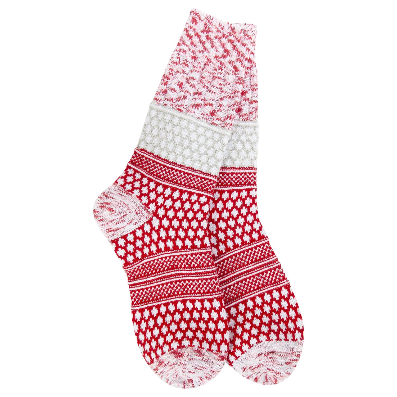 World’s Softest Socks Holiday Gallery Textured Crew, Color: Peppermint Multi