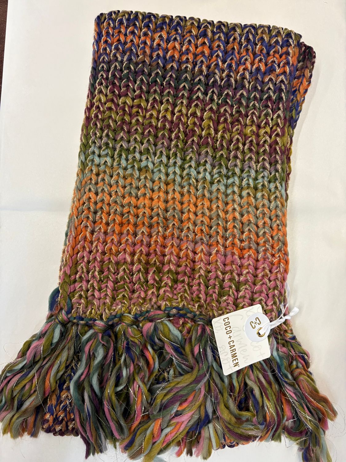 Coco + Carmen Sparkle Season Scarf, Color: Olive Multi