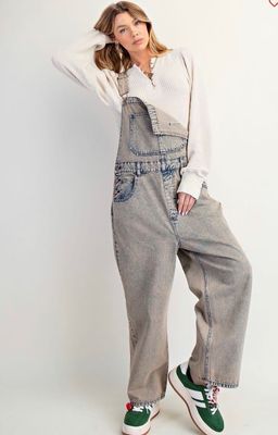 Easel Dirty Denim Overalls