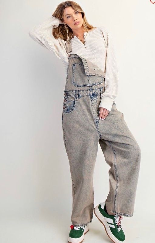 Easel Dirty Denim Overalls