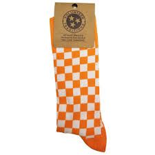 Volunteer Traditions Checkerboard Socks , Color: Orange/White