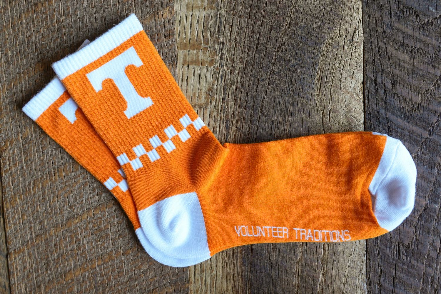 Volunteer Traditions T Socks , Color: Orange with White T