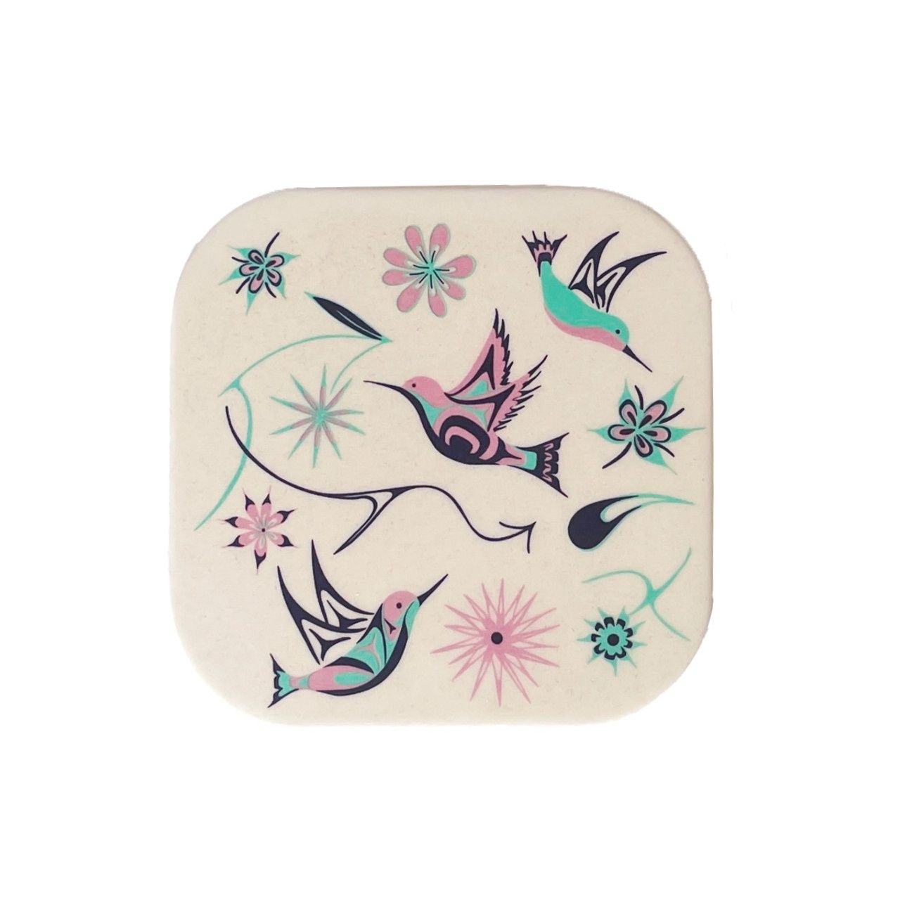 Native Northwest®  Bamboo Coaster set, Design: Hummingbirds by Nicole La Rock