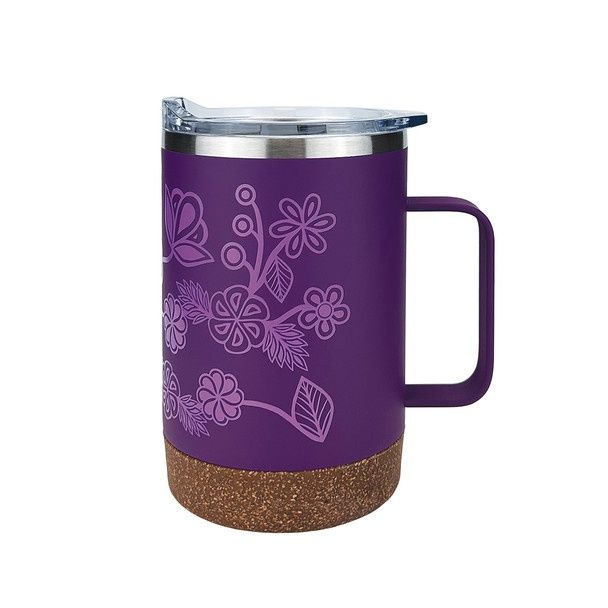 Native Northwest Cork Base Mugs with Handles, Design: Ojibwe Florals