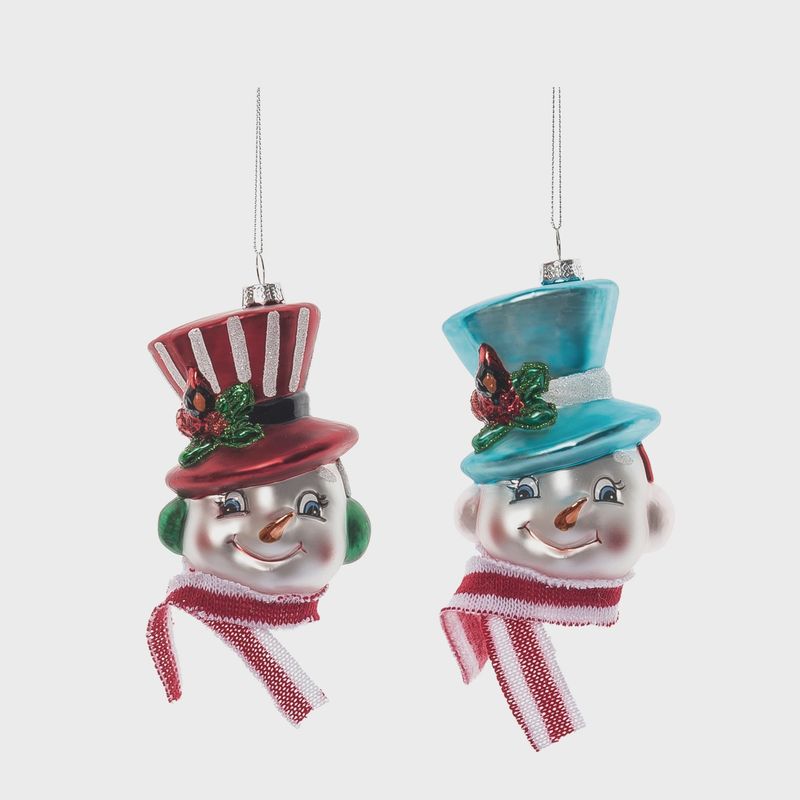 Vintage Snowman Head glass Ornament