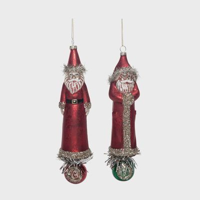 Old World  Glass Santa Ornament