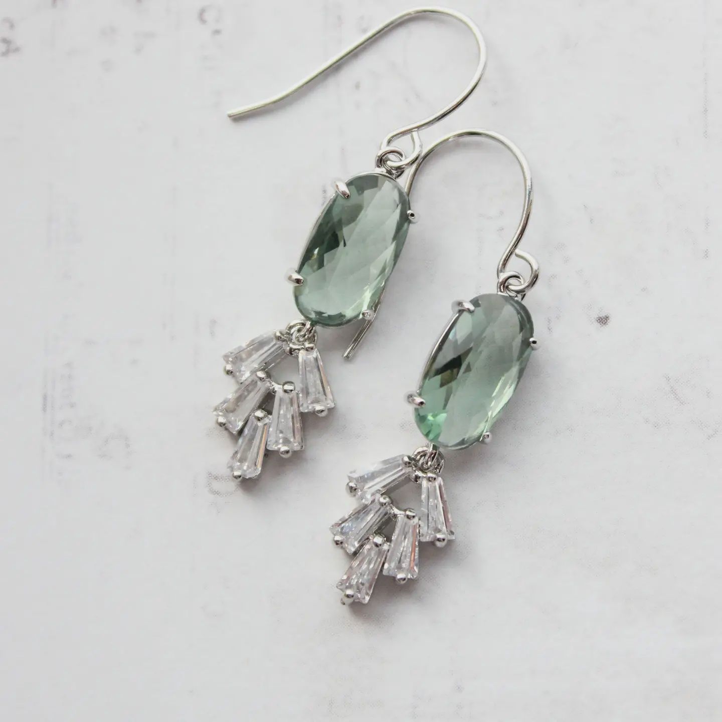 Art Deco Earrings | Sea Green