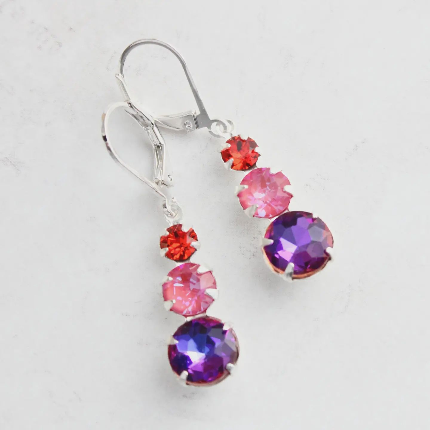 Three Jewel Vintage Glass Earrings