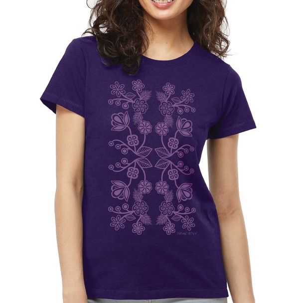Native Northwest® Women's Fitted Tees, Design: Ojibwe Florals, Size: L