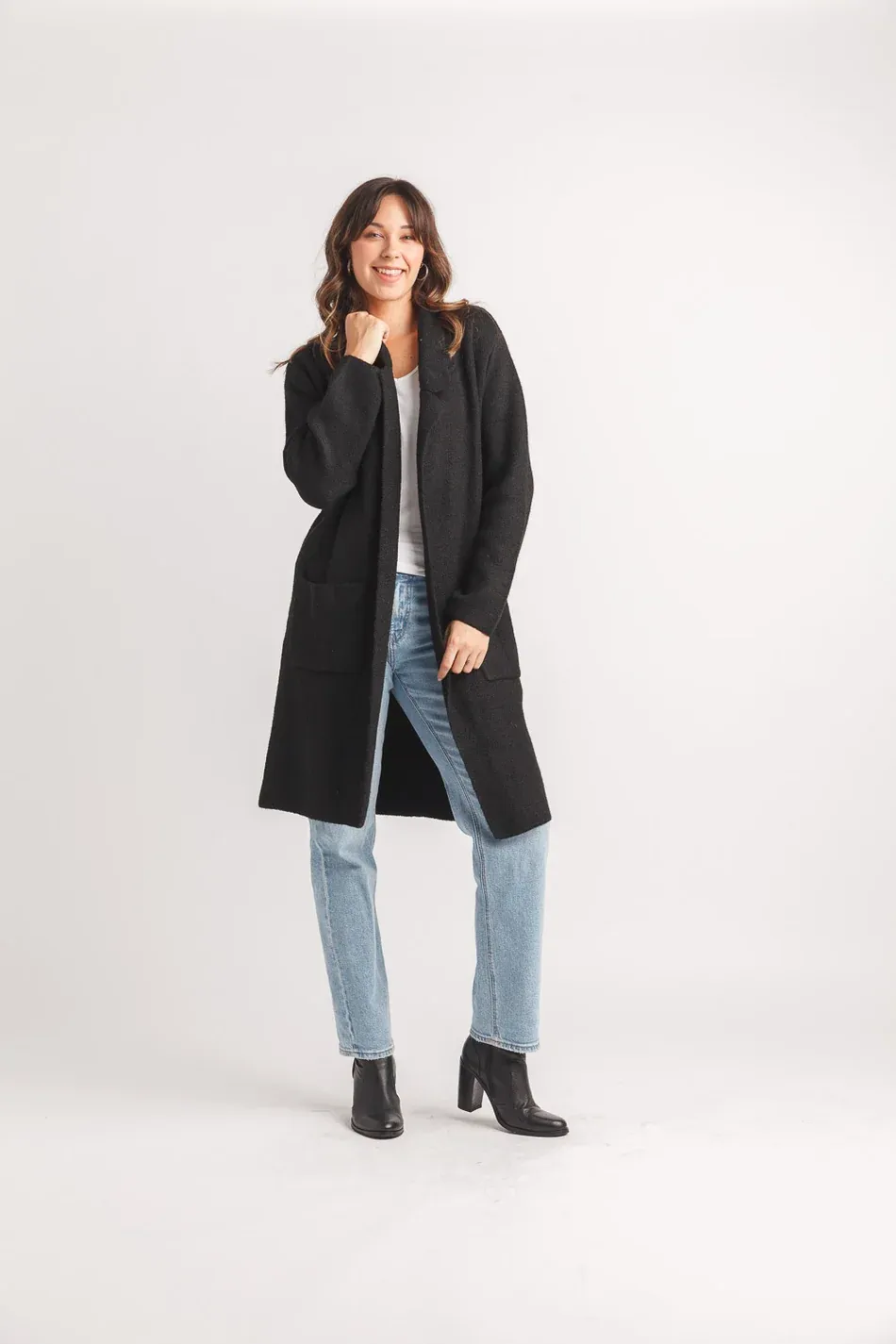 Papilon® Black Knit Long Cardigan