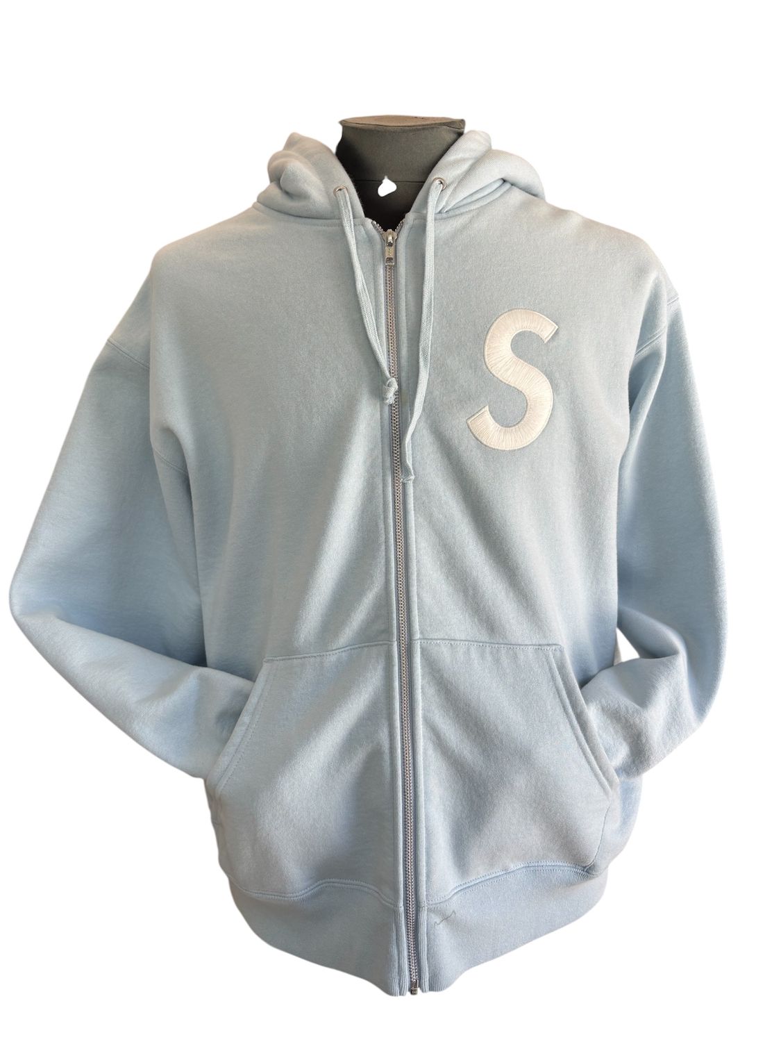 Supreme Zip Up Hoodie Light Blue sz. L