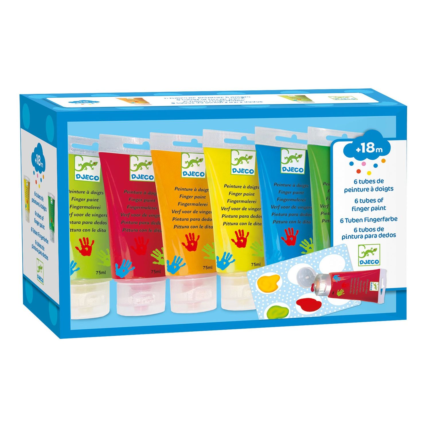6 finger paints tubes