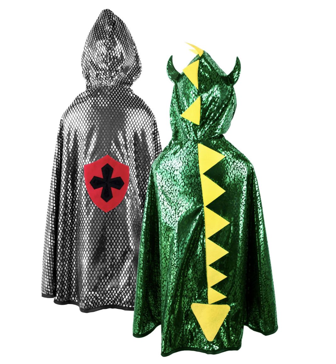 Reversible Dragon-Knight Cape Green/ Silver 5-6