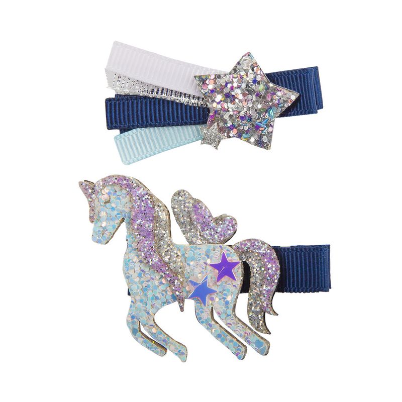 Boutique Navy Unicorn Star Hairclip, Assorted