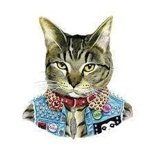 Punk Cat Tattoo Pair