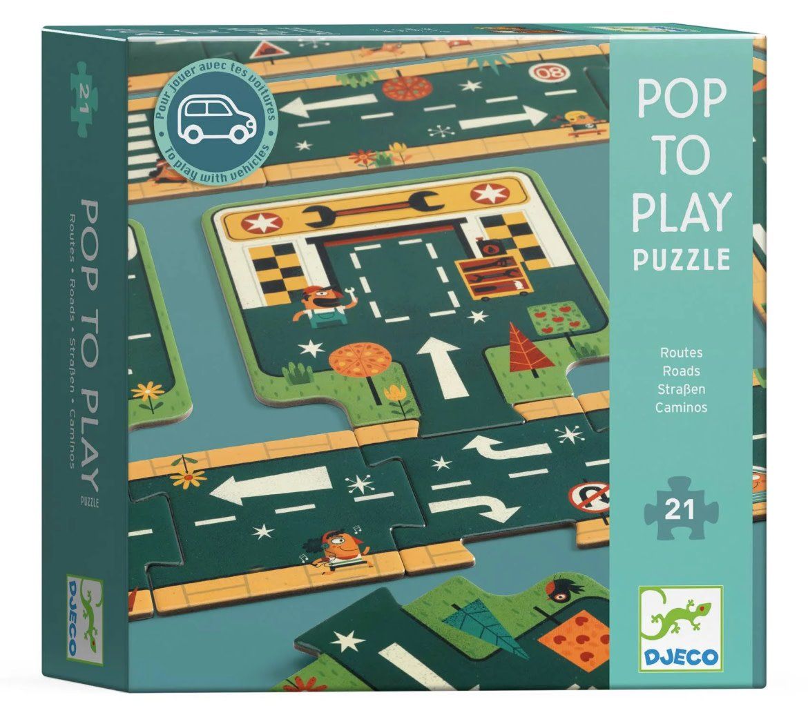 Pop to Play Roads 21pc Puzzle