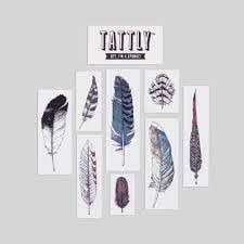 Blue Jay Feather Tattoo Pair