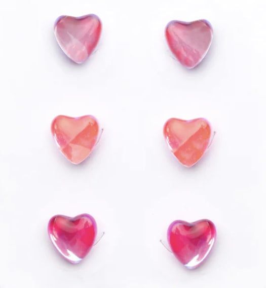 Boutique Holo Heart Studded Earring Set
