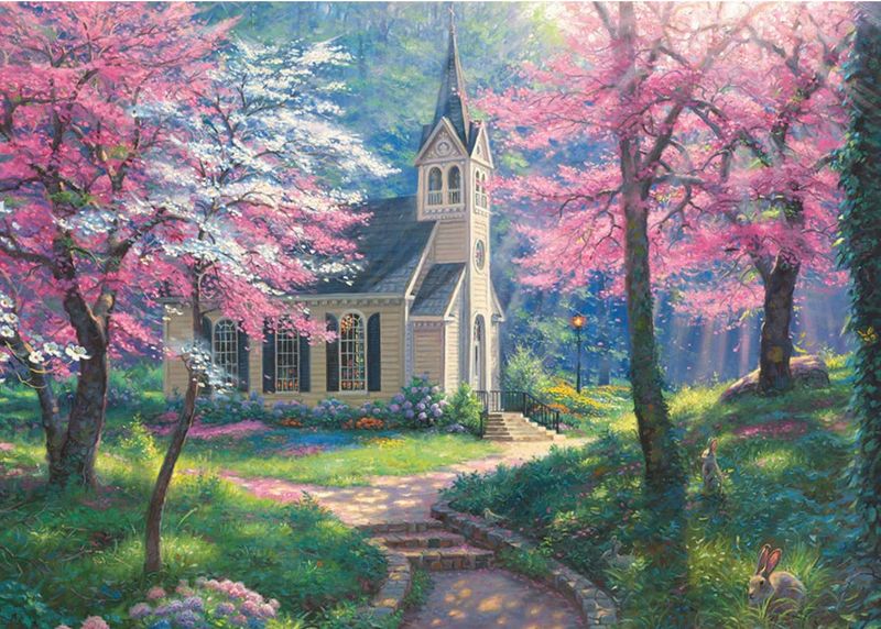 Cherry Blossom Chapel 35 pc Tray Puzzle