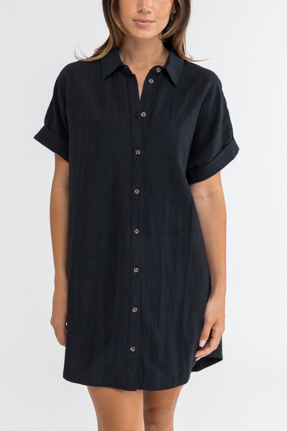 Rhythm Classic Shirt Dress Black