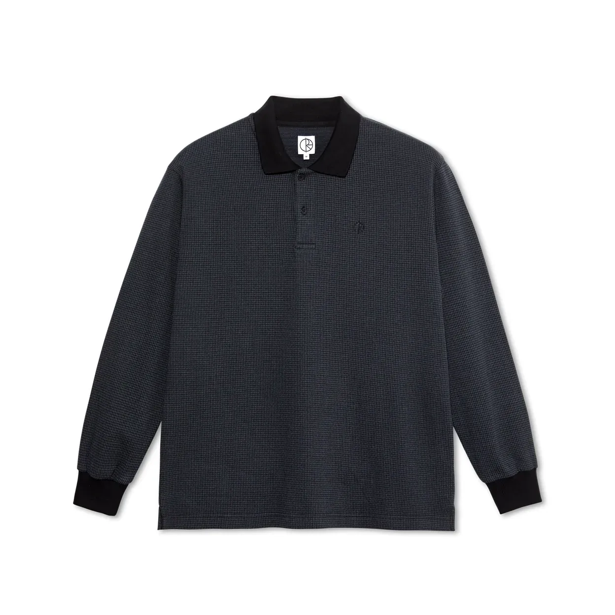 POLAR POLO LS SHIRT HOUNDSTOOTH BLK/GRY