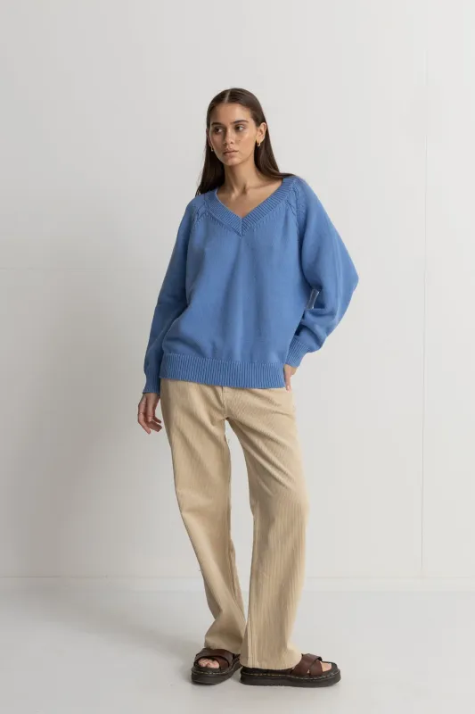 Rhythm Moonstone Oversized V Neck - Blue