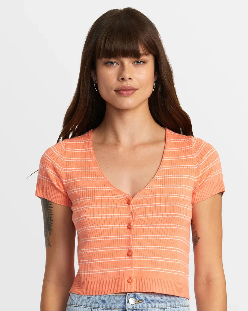 RVCA Taylor Sweater Top - Fusion Coral