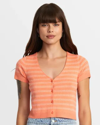 RVCA Taylor Sweater Top - Fusion Coral