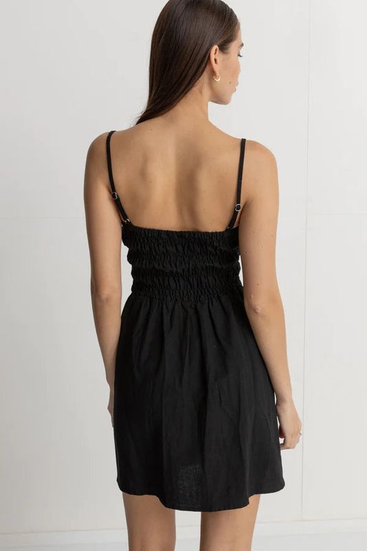 Rhythm Classic Shirred Mini Dress - Black