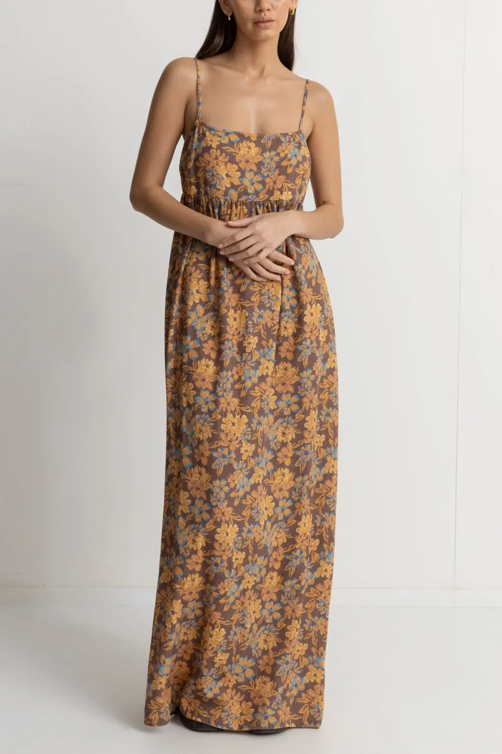 Rhythm Floral Oasis Maxi Dress - Chocolate