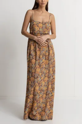 Rhythm Floral Oasis Maxi Dress - Chocolate