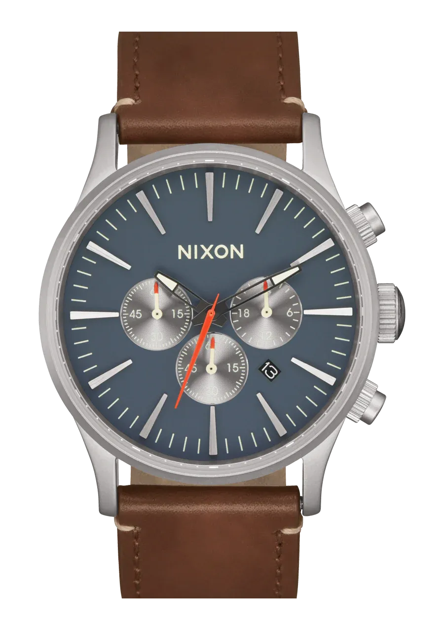 Nixon Sentry Chrono Leather - Light Gunmetal/Basalt