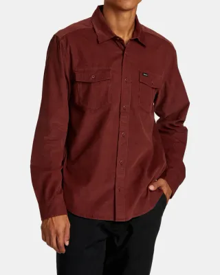 RVCA Freeman Cord Long Sleeve - Red Earth