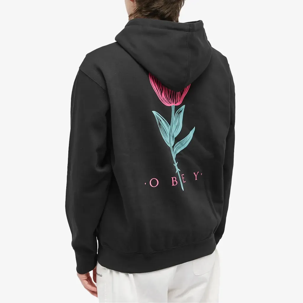 Obey Barbwire Flower Hood - Black