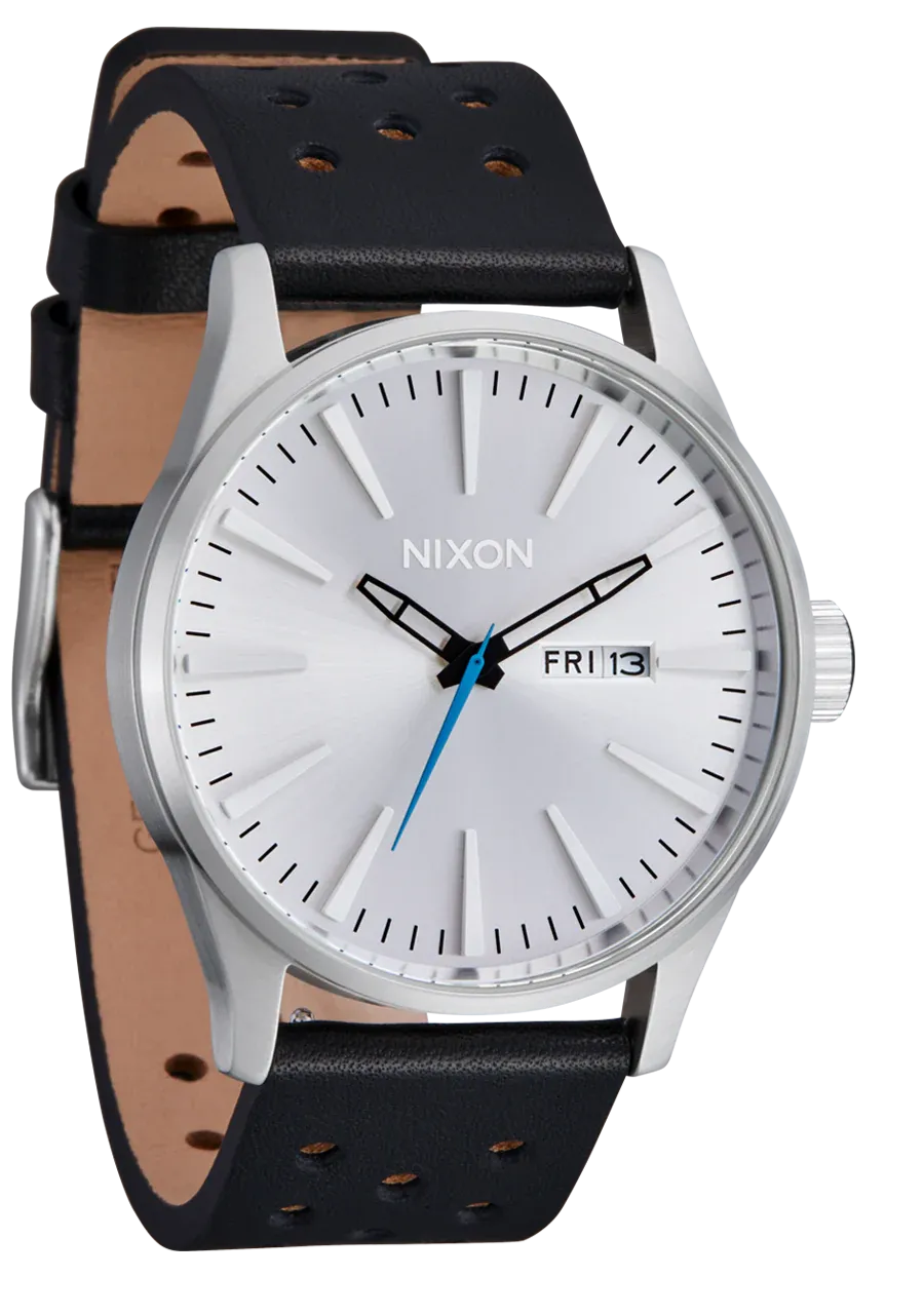Nixon Sentry Leather - Chrome/Silver Sunray