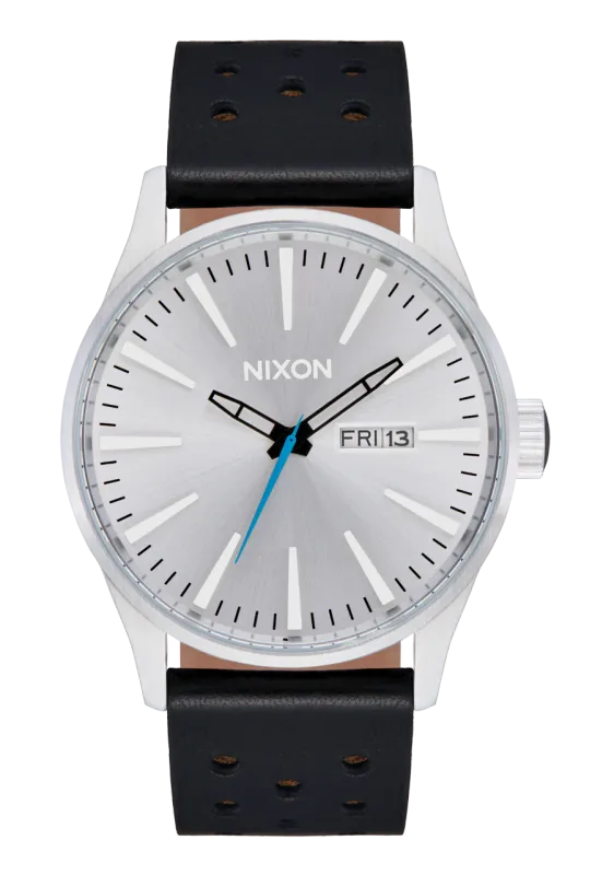 Nixon Sentry Leather - Chrome/Silver Sunray